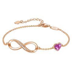 Elevate your gift-giving experience with our enchanting Infinity Bracelet, a timeless symbol of eternal love and connection. This exquisite piece is crafted with precision and care, featuring 925 sterling silver and adorned with heart-shaped crystals from Swarovski, ensuring a stunning and sophisticated look. (Length: 7 + 2 inches)The infinity symbol, elegantly designed in this bracelet, represents endless love and unity, making it the perfect expression of affection for that special someone. Ch Elegant Heart Bracelet For Mother's Day Anniversary, Elegant Valentine's Day Heart Bracelet, Elegant Heart Bracelet With Adjustable Chain For Anniversary, Elegant Heart Bracelet With Adjustable Chain For Valentine's Day, Elegant Sterling Silver Heart Bracelet Gift, Elegant Rose Gold Heart Bracelet With Adjustable Chain, Elegant Cubic Zirconia Heart Bracelet Gift, Elegant Rose Gold Infinity Bracelet, Sterling Silver Infinity Bracelet For Valentine's Day