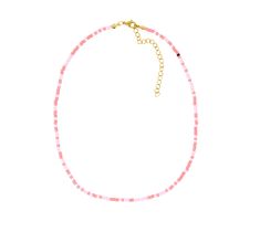 Limited Edition Necklace Petite, but playful. This necklace is a perfect sprinkle of light pink and coral! This small but mighty piece instantly elevates any look. 3mm light pink and coral seed bead water resistant and sweat proof Pink Beaded Necklace With Tiny Beads For Gift, Adjustable Single Strand Pink Beaded Necklace, Everyday Pink Necklaces With Letter Beads, Trendy Pink Necklace With Tiny Beads, Trendy Pink Beaded Chain Necklaces, Trendy Pink Necklace With Letter Beads, Pink Single Strand Beaded Necklace For Gift, Dainty Pink Beaded Necklaces With Colorful Beads, Trendy Pink Necklace For Everyday