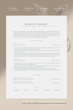 a white and gold resume template with an elegant pattern on the bottom corner, in front of