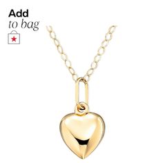 in stock Yellow Gold Heart Charm Necklace For Mother's Day, 14k Gold Charm Necklace With Heart Pendant, 14k Gold Heart Charm Necklace With Round Pendant, 14k Yellow Gold Heart Pendant Necklace, Classic 14k Gold Heart Pendant Necklace, Classic 14k Gold Heart Necklace, Macy's Heart Necklace For Valentine's Day, Classic 14k Gold Necklace With Heart Charm, Macy's Jewelry With Heart Charm