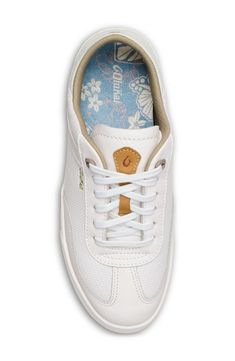 Bring retro nostalgia to your weekend looks with this lace-up sneaker featuring a cushy gel insert and a washabled footbed for easy cleaning. Removable, cushioned insole with arch support Leather upper/textile lining/rubber sole Imported White Low-top Walking Shoes With Removable Insole, White Lace-up Walking Shoes With Perforated Toe Box, Comfortable White Sneakers With Removable Insole, Cream Lace-up Sneakers With Removable Insole, White Synthetic Sneakers With Removable Insole, Comfortable White Walking Shoes With Removable Insole, Casual Cream Sneakers With Removable Insole, Classic White Walking Shoes With Ortholite Insole, White Walking Shoes With Removable Insole For Light Sports