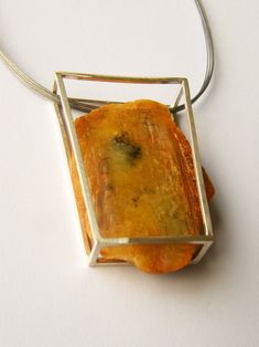 Luxury Artisan Jewelry With Square Pendant, Unusual Jewelry Silver, Luxury Amber Necklaces With Large Pendant, Pendant Necklace Silver, Amber Pendant, Unusual Jewelry, Jewelry Techniques, Natural Amber, Amber Necklace