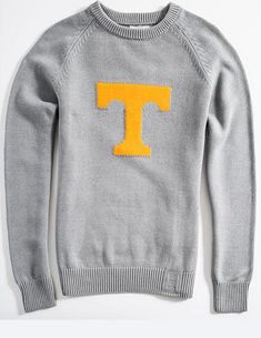 Tennessee Heritage Sweater Fall Varsity Sweatshirt, Sporty Crewneck Sweater With Embroidered Logo, Collegiate Crew Sweatshirt For Fall, Classic Embroidered Logo Sweater For Winter, Classic Winter Sweater With Embroidered Logo, Sporty Embroidered Logo Sweater For Fall, Sporty Fall Sweater With Embroidered Logo, Gray College Style Sweatshirt For Fall, Collegiate Crew Neck Sweater With Ribbed Cuffs