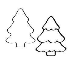 two christmas trees are shown in black and white