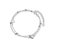 Expertly crafted from 925 sterling silver, the FLATTERED Heart Bracelet features a delicate multistrand design that is both elegant and impactful. Made with high-quality materials, this bracelet is perfect for adding a touch of sophistication to any outfit. Elegant Adjustable Sterling Silver Heart Bracelet, Elegant Double Heart Sterling Silver Bracelet, Silver Dainty Bracelet For Valentine's Day, Minimalist Silver Double Heart Bracelets, Elegant Adjustable Sterling Silver Bracelet For Valentine's Day, Dainty Silver Bracelets For Valentine's Day, Dainty Silver Bracelet For Valentine's Day, Elegant Adjustable Sterling Silver Bracelet With Heart Charm, Adjustable Sterling Silver Bracelet With Heart Charm