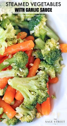 a white bowl filled with carrots and broccoli on top of a table