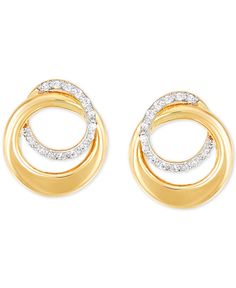 in stock Macy's Gold Diamond Earrings For Anniversary, Macy's Yellow Gold Cubic Zirconia Earrings, Macy's Gold Diamond Earrings, Macy's Yellow Gold Diamond Earrings For Anniversary, Macy's Yellow Gold Diamond Earrings With Accents, Macy's Yellow Gold Round Diamond Earrings, Macy's Yellow Gold Diamond Earrings, Macys Jewelry, Circle Stud Earrings