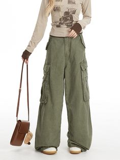 These high-waisted straight-leg pants are designed to flatter your figure by concealing and slimming your silhouette. The pants feature functional cargo pockets, adding a stylish and practical touch to the overall design.     Please note that the price includes one pair of pants only. SizeSMLXL2XLWaist6872768084Hips102106110114118Length104106108110112 High Waisted Cargo Pants With Flap Pockets For Workwear, Fall Workwear Full-length Cargo Pants, High Waist Cargo Pants With Cargo Pockets For Work, Fall Mid-rise Relaxed Fit Cargo Pants, Mid-rise Relaxed Fit Cargo Pants For Fall, Trendy Full-length Khaki Cargo Pants, Fall Work Pants With Multiple Pockets And Wide Leg, Trendy Full Length Khaki Cargo Pants, Utility Wide Leg High-waisted Pants With Side Pockets