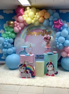 Unicorn Balloon Decoration - Giftlaya Baby Party Themes, Unicorn Birthday Decorations, Rainbow Themed Birthday Party, Candy Theme Birthday Party, Unicorn Birthday Party Decorations, Unicorn Themed Birthday Party, Unicorn Balloon, Girl Birthday Decorations, Birthday Party Theme Decorations