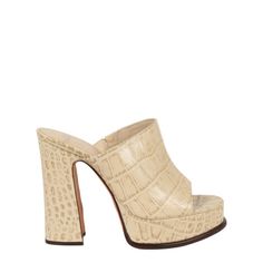 Heel Height: 4.3"; Platform Height: 1" | Slides On | Round Toe | Croc-Embossed Leather | Specialist Clean Only | Upper: 100% Leather; Lower: 100% Leather | Imported Alexandre Birman, Fashion Today, Mule Clogs, Mules Shoes, Embossed Leather, Flat Shoes Women, Designing Women, Block Heels, Shoes Flats