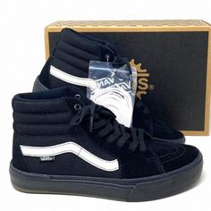 Vans Bmx Sk8-Hi Shoe Suede Canvas Black Sneakers Casual Women's Size Vn0005v0bka Brand New With Box. 100% Authentic! The Bmx Sk8-Hi Has Been Formulated For Modern Riding. With An Iconic Look, Maximum Pedalfeel, And Enhanced Cushioning, This Upgraded High Top Silhouette Offers Unrivaled Bmx Innovation To Support Your Progression. Vans Bmx Wafflecup Construction - A First Of Its Kind In Bmx, Specifically Designed To Deliver The Best Combination Of Pedalfeel, Support, And Durability. Unrivaled Dura Van Doren, Vans Black And White, Sk8 Hi, Black Sneakers, Womens Vans, Suede Shoes, Vans Shoes, Bmx, Women's Casual