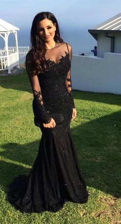 Black Mermaid Dress, Mermaid Prom Dresses Lace, Prom Girl Dresses, Black Mermaid, Long Sleeve Prom, Lace Prom Dress, Black Prom Dress, Perfect Prom Dress, Black Prom