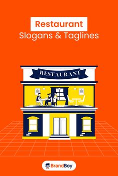 the front cover of restaurant slogans and taglines, with an image of a storefront