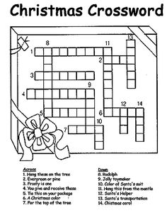 the christmas crossword puzzle is shown in black and white, with bows on it