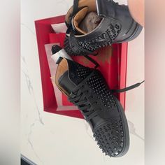 Christian Louboutin Black Leather Brand New Trainer Shoes, Leather Trainers, Shoes Color, Louboutin Shoes, Shoes Trainers, Christian Louboutin Shoes, Christian Louboutin, Men's Shoes, Black Leather