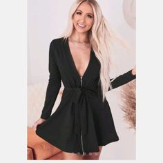 From Nanamacs Online Boutique. So Cute Only Tried On. Functional Zipper And Tie Detail. Item Came Without Attached Tags In A Bar Coded Bag. Black Cutout Dress, Long Sleeve Babydoll Dress, Pink Sweater Dress, Green Sweater Dress, Long Sleeve Tunic Dress, Loose Fit Sweater, Black Knit Sweater, Knitted Bodycon Dress, Ribbed Knit Dress