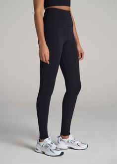 About Our High-Waisted Tall Leggings These are the women's tall leggings you've been waiting for. Buttery-soft and extra-long, you'll want to wear this pair from our Balance collection all day long. Leggings are an essential piece in any woman's wardrobe, something you can wear to work out at the gym and hang out on the weekend – but finding options that fit your frame can be tricky. That's where we come in. We designed this pair exclusively for women between 5'9” and 6'6” with both Tall and Ext Full Length Tight Leggings With Wide Waistband, Tight Full-length Leggings With Wide Waistband, Full Length Athleisure Leggings With Ribbed Waistband, Full Length Ribbed Waistband Athleisure Leggings, High Stretch Legwear For Workout, Sports Leggings With Ribbed Waistband Full Length, Full-length Sports Leggings With Ribbed Waistband, Full Length Sports Leggings With Ribbed Waistband, Compressive Full-length Leggings