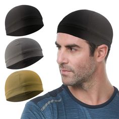 PRICES MAY VARY. 【PREMIUM MATERIAL+MULTIFUNCTION】The skull cap is made of BAKU SILK fabric( 90% polyester and 10% spandex) which is soft, cosy ,stretchy,smooth and won?¡¥t rub or irritate your skin.Feature breathable UV protection ,function cooling and fast-drying that keeps sweat out of your eyes. Ultimate thermal retention and performance moisture wicking ,even great for cold weather. 【VARIOUS USAGE】These skull hats can be worn by men and women for a bunch of different activities indoors or ou Running Cap, Helmet Hat, Helmet Liner, Skull Hat, Running Hats, Cycling Cap, Hat For Man, Running Clothes, Skull Cap