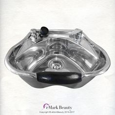 the sink is made from stainless steel and has black handles