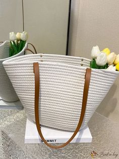 BirdinBag - Stylish Straw Handbag: Womens Summer Beach Tote with One-Shoulder Design Straw Handbags, Word Wrap, Beach Tote, Shoulder Tote Bag, Handle Bag, Shoulder Tote, White Bag, Womens Tote Bags, Summer Beach