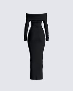 Snatch their soul in this black, long-sleeve maxi dress made from a stretch fabric and complete with a folded off-the-shoulder overlay 😈 Show a little class, while still making it clear you're not for the faint of heart 🖤 Black Of Shoulder Dress, Cheap Trendy Off-shoulder Dress, Cheap Elegant Off-shoulder Dress, Cheap Stretch Off-shoulder Dress, Long Sleeve Dresses Tight, Off Shoulder Trumpet Dress, Classy Dress Off The Shoulder, Maxi Dress Off Shoulder, Off The Shoulder Fall Dress