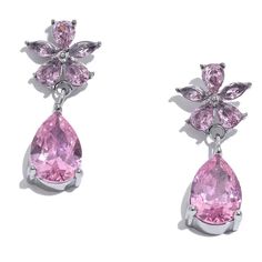 316 Stainless Steel Luxury Colorful AAA Cubic Zirconia Flower Exquisite Bling Earrings High Quality Fashion Party Jewelry Sophisticated Earrings, Casual Work Dresses, Bling Earrings, Silver Design, Violet Flower, Old Money Style, Color Rosa, Hair Claw, Flower Making