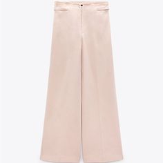 Wide Leg Pale Pink Pants Chic Wide Leg Beige Bottoms, Chic Beige Wide Leg Bottoms, Chic Straight Leg Spring Pants, Chic Straight Leg Pants For Spring, Chic Beige Wide-leg Pants, Chic High-waisted Wide Leg Pants For Spring, Spring Beige Wide-leg Dress Pants, Beige Wide-leg Spring Dress Pants, Beige Wide-leg Dress Pants For Spring