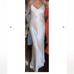 Worn Once To Wedding Reception. Dry Cleaned - $1000 Retail. Flattering And Simple! Pure White Silk. Galvan London, London Dresses, White Silk, Pure White, Wedding Reception, Color White, Maxi Dress, Size 6, London