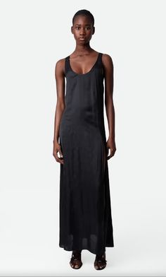 Zadig & Voltaire Rarys Satin Dress in Noir – Estilo Boutique Black Silk Dresses With Side Slits, Black Satin Bias-cut Dress For Summer, Summer Black Silk Bias Cut Dress, Black Modal Satin Summer Dress, Summer Black Modal Satin Dress, Black Silk Dress With Bias Cut For Summer, Black Silk Maxi Dress For Daywear, Junior Girl Dresses, Scarf Sale