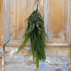 a bunch of green plants hanging from a door handle