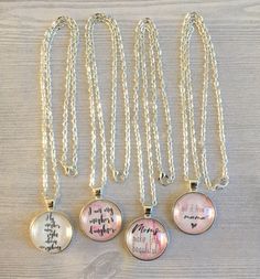 Beautiful Mother Quotes / Mothers Day themed necklaces Great gift for Mothers Day or any day! - 18 inches long - Pendant is 1 inch circle with a glass cover - Stainless Steel Silver Plated Necklace with Silver Pendant Price is per necklace. Please be sure to select a pattern. Custom orders welcomed. I can also use any image that you provide. Here at LuLuOnlyCreations I feature unique handmade one-of-a-kind items including hair accessories, cupcake toppers, magnets, keychains, planner clips, wine Spiritual Round Pendant Charm Necklace As Gift For Mom, Spiritual Round Pendant Charm Necklace For Mom, Spiritual Pendant Charm Necklace For Birthday, Nickel-free Silver Charm Necklace For Birthday, Inspirational Nickel-free Silver Charm Necklaces, Inspirational Silver Nickel-free Charm Necklaces, Inspirational Gold Necklaces For Birthday, Meaningful Round Pendant Necklace For Mom, Meaningful Nickel-free Necklace