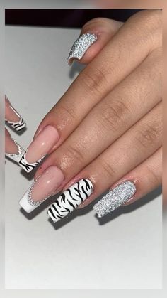 Summer Nail Ideas 2023, Nail 2023 Summer, Animal Print Nail Designs, Nails Print, Zebra Print Nails, White Tip Nails, Summer Nail Ideas, Nails Designer, Hard Gel Nails