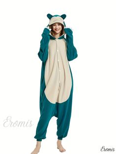 Eromis - Womens Plus Size Halloween Party Lounge Jumpsuit - Animal Design Hooded One Piece Cosplay Costume Hooded Onesie For Costume Party In Winter, Hooded Onesie For Winter Costume Party, Winter Hooded Onesie For Costume Party, Winter Costume Party Hooded Onesie, Long Sleeve Onesie For Cosplay In Winter, Long Sleeve Onesie For Winter Cosplay, Winter Long Sleeve Onesie For Cosplay, Green Winter Costume For Costume Party, Novelty Long Sleeve Cosplay Costume