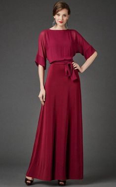 Bateau Bat Half Sleeve A-line Pleated Chiffon Long Dress With Sash Elegant Floor-length Tie-waist Dress, Elegant Floor-length Tie Waist Dress, Elegant Floor-length Dress With Tie Waist, Elegant Floor-length Belted Dress, Flowy Chiffon Dress With Tie Waist, Chic Flowy Dress For Banquets, Chic Flowy Dress For Banquet, Elegant Short Sleeve Chiffon Dress With Flowy Skirt, Elegant Chiffon Dress With Flowy Skirt And Short Sleeves