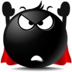 a black bowling ball with a red cape around it's neck and two eyes