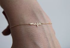 Would love something like this with Hank's name Dainty Sterling Silver Custom Name Bracelet, Dainty 14k Gold Bracelet With Custom Name, Dainty Custom Name Bracelet In 14k Gold, Dainty Gold Personalized Nameplate Bracelet, Dainty Personalized Gold Nameplate Bracelet, Dainty Engraved 14k Gold Name Bracelet, Dainty Personalized Nameplate Gold Bracelet, Dainty Personalized 14k Gold Name Bracelet, Dainty 14k Gold Engraved Name Bracelet