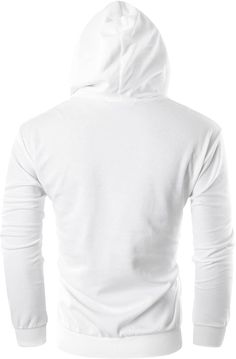 Stay warm and comfortable with this stylish men's lightweight hoodie. It features a cozy poly-cotton blend material and a full-length zipper closure to keep you warm in any situation. Its breathable, lightweight design ensures maximum comfort and the long sleeves provide extra protection from the cold. Zipper closure Machine Wash Convenient inside hidden pocket, Full zip closure with a white color string and zipper, Ribbed trims at the cuffs and waistband for a comfortable, Special double-sided White Cotton Sweatshirt For Outdoor, Hooded Cotton Sports Outerwear, Sporty Cotton Hooded Jacket With Long Sleeves, Casual Cotton Hooded Jacket For Sports, Solid Cotton Hoodie With Drawstring Hood, Cotton Sports Hoodie With Adjustable Hood, Cotton Hooded Sports Jacket, Cotton Hoodie Outerwear, White Cotton Hoodie For Winter