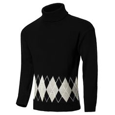 Features: Vintage rhombus argyle pattern, thermal turtlenecks, long sleeve, lightweight but warm, ribbed hem and cuff, soft fabric Contrast Argyle Pattern: The contrast argyle vintage pattern make this turtlenecks alternative and awesome, it's a great choice for hipster. If you wear this pullover sweater, you will be the most fashion man Luxury and Thermal: A great layering piece, the turtleneck jumper with argyle pattern is adds a luxury touch to your winter wardrobe Occasion: This striped knit Striped Knitwear, Turtleneck Jumper, Halloween Men, Argyle Pattern, Turtle Neck Jumper, Cozy Knit Sweater, Fashion Man, Sweater Gift, Pullover Men