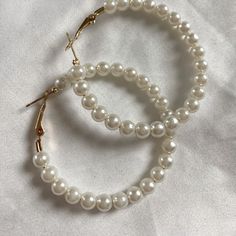 Gold Hoops With Pearls On Them. Super Light Weight And Cute. I Accidentally Bought Two Pairs And It’s Not Worth It To Return. New In Packaging. Nwt. Pearl Earring Hoop, Hoco Jewelry Pearl, Pearl Hoop Earrings Wedding, White Pearl Hoop Earrings, Hoops With Pearls, Pearl Hoops Earrings, Hoco Jewelry, Gold Bamboo Earrings, Jewelry Shein