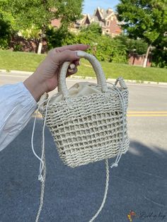 Bird in Bag - Durable Design Straw Tote Bag, Ideal for Summer Beach Vacations White Square Bucket Bag For The Beach, Cream Square Bag For Vacation, White Square Bucket Bag For Beach, Cream Square Straw Bag For Summer, Square Cream Straw Bag For Summer, Casual Square Shoulder Bag For Beach Season, Cream Square Vacation Bag, Summer Cream Square Straw Bag, Cream Rectangular Beach Bag