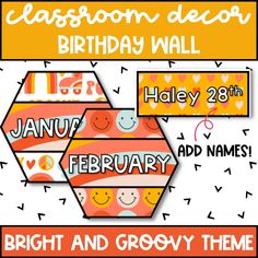 an orange and yellow birthday party poster