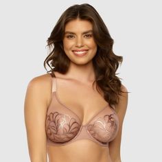 Paramour Women's Lotus Embroidered Unlined Bra - Rose Tan 32C Stylish Bra, Women Photography, Beautiful Bra, Unlined Bra, Sheer Material, Bra Panty, Plunge Bra, Bras And Panties, Feeling Great