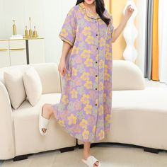 Indulge in the luxurious pure cotton craftsmanship of this pajama, a coveted addition to your wardrobe that guarantees utmost comfort for leisurely home moments and peaceful nights of rest. Experience the breathability and velvety softness, ensuring a cool and soothing sensation even in warmer weather. Choose between the nightgown and leisure set, catering to your unique comfort requirements daily.Product ID: OK7118Care: This pajama is machine washable and dryable. Please wash at a low temperatu Cotton Floral Print Nightgown For Loungewear, Comfortable Full-length Cotton Sleepwear, Cotton Stretch Full-length Sleepwear, Cotton Sleepwear With Elastic Waistband, Short Length, V-neck Floral Print Nightgown For Spring, Cotton Pyjamas, Night Gown, Pure Cotton, Pajamas