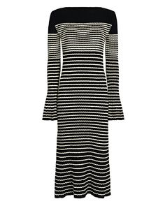 Proenza Schouler Striped Bouclé Knit Midi Dress in stripe | INTERMIX® Floral Silk Shirt, Midi Sweater Dress, Tweed Top, Boucle Knit, Sweater Dress Midi, Midi Shirt Dress, Floral Pants, Knit Midi, Long Sleeve Midi