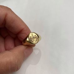 "Coat of Arms Family Crest Ring, Crest engrave ring, Personalized Ring, Signet Ring, special Gift for women / men, Pinky ring, gold ring-Best quality 18k Gold Plate . Special engraving technique using which create the appearance of crest or other images of your choice. Please note in the \"notes to seller\" at checkout. : * your ring size * letter / picture / name/s / Sentence / Inspiration / Drawing / crest - you want me to engrave - send me in \"convo box\" If you have any questions please fee Symbolic Engraved Open Ring, Tarnish Resistant, Symbolic Engraved Open Ring Tarnish Resistant, Tarnish Resistant Engraved Promise Ring, Symbolic Gold Diamond Ring Gift, Symbolic Gold Diamond Ring As Gift, Personalized Gold Flower Ring, Gold Engraved Flower Ring Gift, Gold Diamond Ring Gift, Tarnish Resistant Initial Ring For Promise