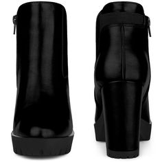 Made in a basic color that will add of color to your ensembles, these platform faux leather Chelsea boots with stretchable sides are the perfect pair to take you through your day in style. Chelsea Ankle Boots; Round Toe; Block High Heels; Vamp: Faux Leather; Outsole: TPR; Heel: ABS. Please check your size to make sure the item fits before ordering. Sweater And Mini Skirt, Chelsea Boots Black, Block High Heels, Heeled Chelsea Boots, Chunky Heel Ankle Boots, Western Ankle Boots, Buckle Ankle Boots, Shoes Boots Ankle, Closed Toe Shoes