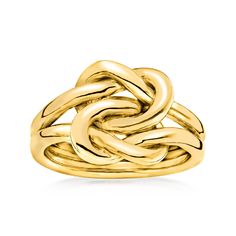 Ross-Simons - Italian 18kt Gold Over Sterling Love Knot Ring Size 5. The enduring love knot motif celebrates a meaningful and unbreakable bond. From Italy, this ring presents the special symbol in glossy 18kt yellow gold over sterling silver, which would make a thoughtful gift for someone you simply adore! 1/2" wide. 18kt yellow gold over sterling silver love knot ring. Jewelry Presentation, Gold Knot Ring, Diamond Ring Cuts, Cultured Pearl Ring, Emerald Necklace Pendant, Love Knot Ring, Pear Shaped Ring, Emerald Pendant, Natural Gold