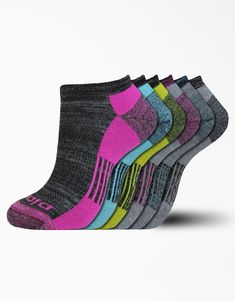 Women's Moisture Control Free Run No Show Socks, Size 6-9, 6-Pack Sporty Multicolor Winter Socks, Sporty Multicolor Socks For Winter, Breathable Stretch Multicolor Socks, Multicolor Stretchable Breathable Socks, Multicolor Stretch Sports Socks, Dickies Women, Liner Socks, Free Running, Lifestyle Clothing