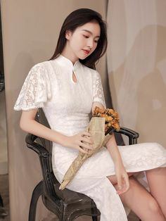 ⭐⭐ Free Shipment to Worldwide! Handmade Lace Gown Dress for Brides. ⭐⭐ This White Dress can be custom size according to your measurement. Please send us your Shoulder Width/ Bust/Waist/Hip/ Dress Length for size customization. And your height; Another Wine Red color option Link to: https://www.etsy.com/listing/1037914242/custom-size-able-china-red-wedding?ref=listings_manager_grid 1. This Cheongsam/ Qipao is made for occasions as : ⭐ Perfect for Brides who wants a Traditional wedding ceremony; 领 White Fitted Lace Dress For Banquet, Fitted White Lace Dress For Ceremony, Fitted Short Sleeve Dresses For Ceremonies, Qipao Modern, Qipao Pattern, Wedding Qipao, Wedding Cheongsam, Red Qipao, Modern Qipao