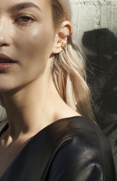 The Anerise Ear Cuff is crafted of polished 18K gold. This piece features invisible set princess cut diamonds weighing 1.2 carats. Square Diamond, Princess Cut Diamonds, Gold Platinum, Minimalist Jewelry, Jewelry Trends, Princess Cut, Ear Cuff, Diamond Cuts, Floating